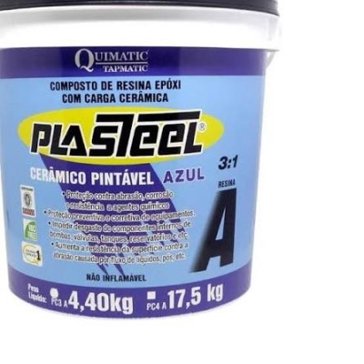 Plasteel Cerâmico Pintável Azul 5,280 kg Quimatic Tapmatic PC3