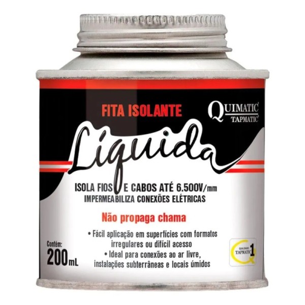 Fita Isolante Líquida Preta 200 mL Quimatic  BD1