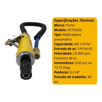 Mini Retífica Pneumática 1/4 Pol. AT7032DI