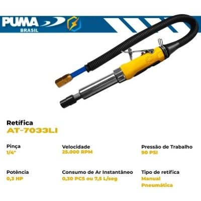 Retífica Pneumática Reta Longa 1/4 Pol. AT7033LI