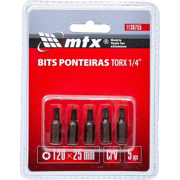 Kit Bits Torx 25,4x1/4t 20 c/ 5 pçs CRV MTX