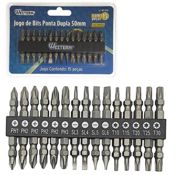 Kit bits jogo c/ 50 mm jgo c/ 15 pÇ bit-350 western