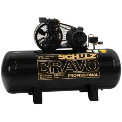 Compressor de ar 3.0hp 15/200l estacionario bravo schulz