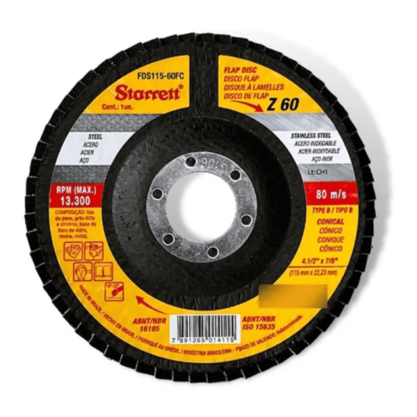 FLAP DISC 4.1/2\" GR 60 COSTA FIBRA FDS115-60FC