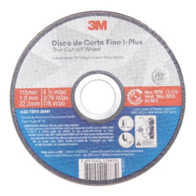 Disco corte metal/inox 3m i-plus 115x1,0x22,2mm