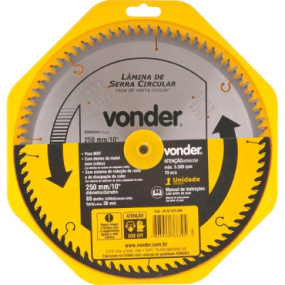 Serra circular dentes de widea 250 x 80 dentes x 30 F. MDF