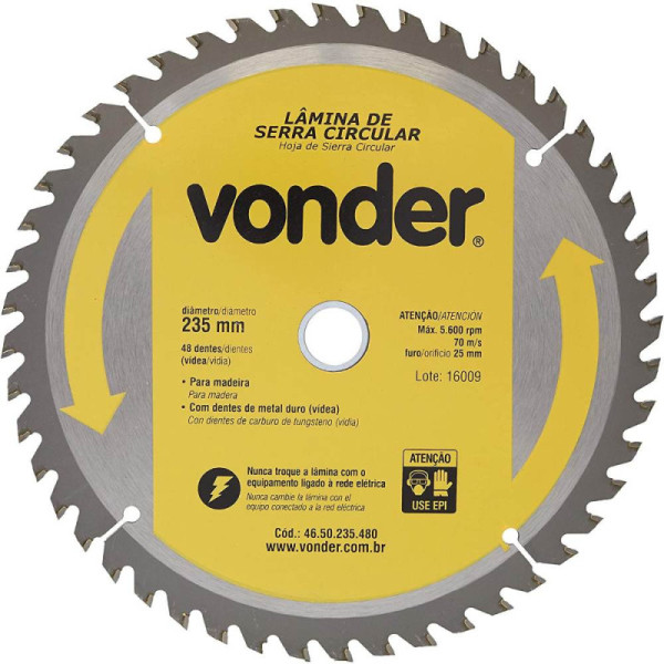 Serra Circular Dentes de Wídea 9.1/4 x 48 Dentes x 25 Furos