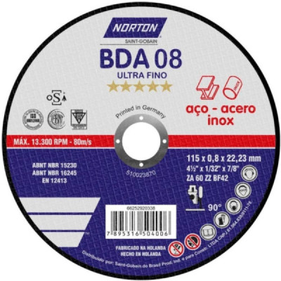 Kit disco de corte 4.1/2x0.8x7/8 bda08 com 25 unid
