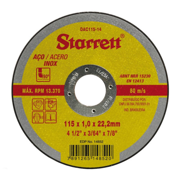 Disco de Corte 4.1/2x1.0x7/8 - DAC115-14 - Starrett