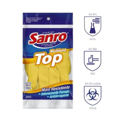 LUVA DE LATEX SANRO AM. TOP \\'M\\' ( C.A 40044)