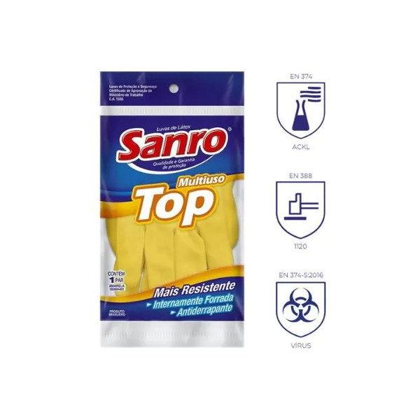 LUVA DE LATEX SANRO AM. TOP \\'M\\' ( C.A 40044)