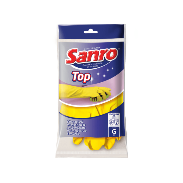 LUVA DE LATEX SANRO AM. TOP \'G\' ( C.A 40044)