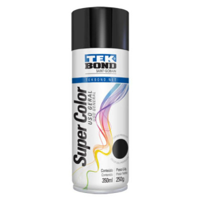 Tinta Spray Preto Brilhante 350ml (250g) - Tekbond