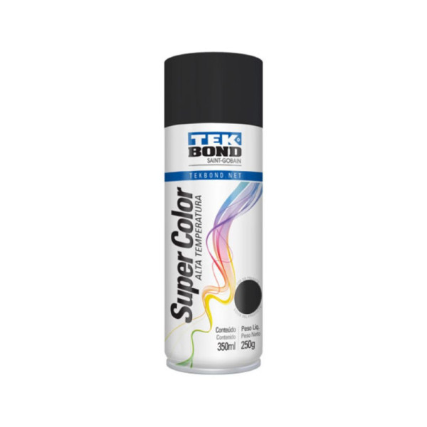 Tinta Spray Preto 350ml (250g) Alta Temperatura - Tekbond