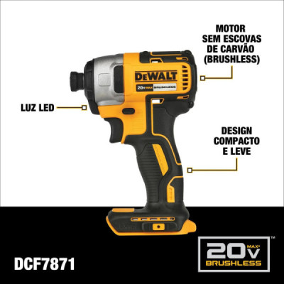 PARAF. DE IMPACTO BAT. 20V 1/4\" DCF7871B S/ BAT.