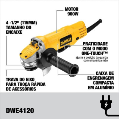 Esmerilhadeira Angular 4.1/2 900w 220v Dwe4120b2b Dewalt