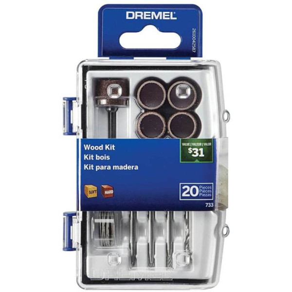 Kit microretifica 20 pçs madeira Dremel