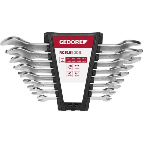 Jogo de Chave Fixa 06 A 22 Com 08 PÇS - GEDORE RED