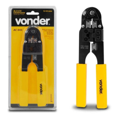 Alicate Crimpador RJ45/8 Pinos Desencapa Corta Crimpar - Vonder