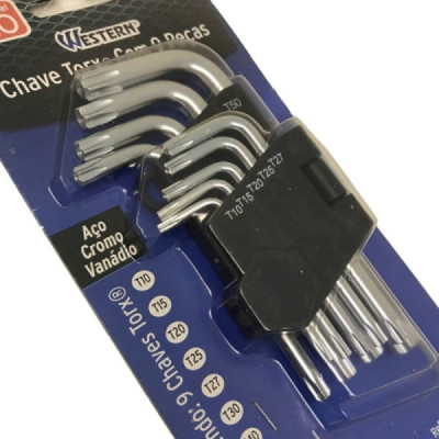 Chave torx jogo t10 a t50 c/f 2064 curta c/9 peças