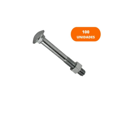 Parafuso Francês c/ Porca 5/16x3 Ferro Zincado c/ 100 pçs