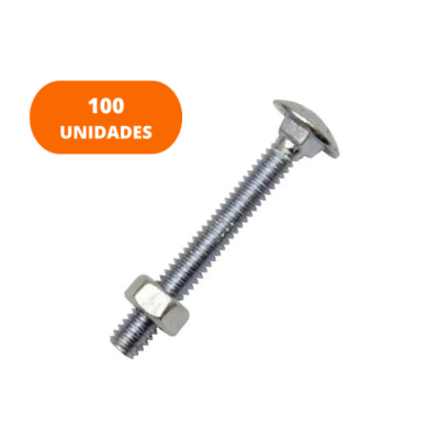 Parafuso Francês com Porca 3/16 X 3/4 Ferro Zincado C/100 PÇS