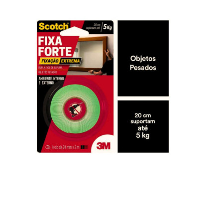 Fita Dupla Face Fixa Forte Scotch 3m Espuma 24mm X 2m