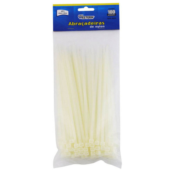 Abraçadeiras Nylon Enforca Gato 4,8 X 180mm branca 100 Unid.