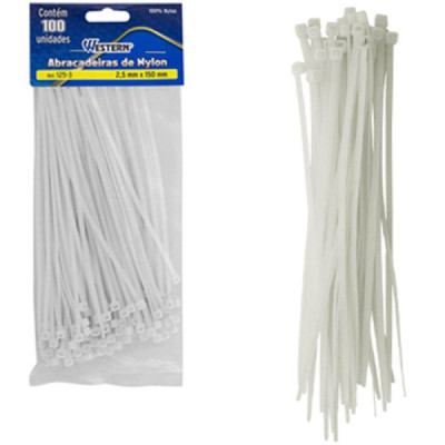 Abraçadeiras Nylon Enforca Gato 2,5 X 150mm branca 100 Unid.