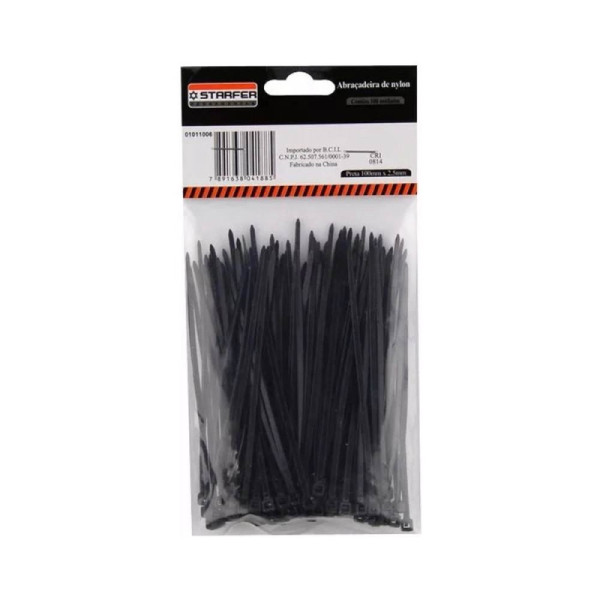 Abraçadeiras Nylon Enforca Gato 2,5 X 100mm preta 100 Unid.