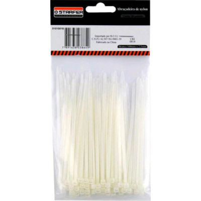 Abraçadeiras Nylon Enforca Gato 2,5 X 100mm branca 100 Unid.