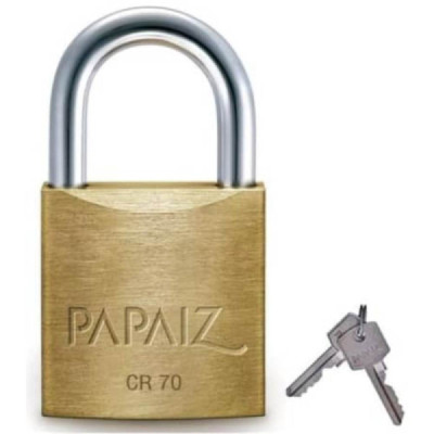 Cadeado Papaiz Cr 70mm Latão Maciço C/ 2 Chaves - Qualidade