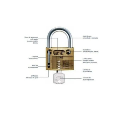 Cadeado Papaiz Cr 30mm Latão Maciço C/ 2 Chaves - Qualidade