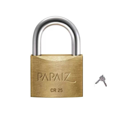 Cadeado Papaiz Cr 25mm Latão Maciço C/ 2 Chaves - Qualidade