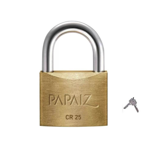 Cadeado Papaiz Cr 25mm Latão Maciço C/ 2 Chaves - Qualidade