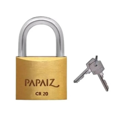 Cadeado Papaiz Cr 20mm Latão Maciço C/ 2 Chaves - Qualidade