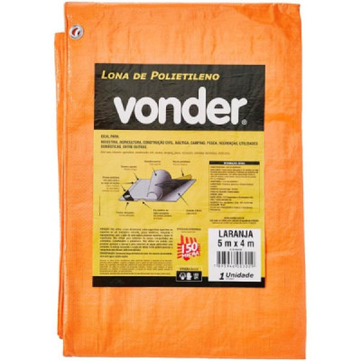 Lona de Polietileno Laranja 5m x 4m - 150 micras - VONDER