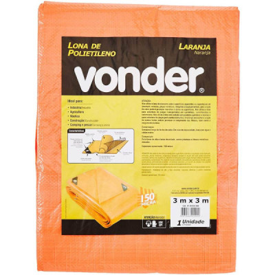 Lona de Polietileno Laranja 3m x 3m - 150 micras - VONDER