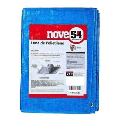 Lona polietileno 10x4m azul 100 micras leve peça - nove54