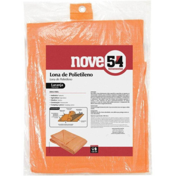 Lona polietileno 12x10m laranja 100 micras leve - nove54