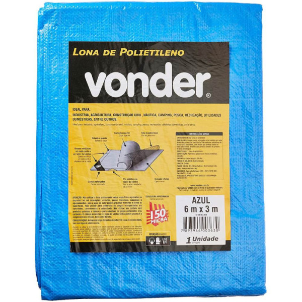 Lona carreteiro poliet 6 x 3 azul