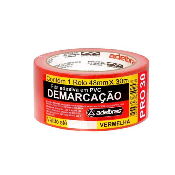 Fita p/ demarcação solo 48mm x 30 metros vermelha