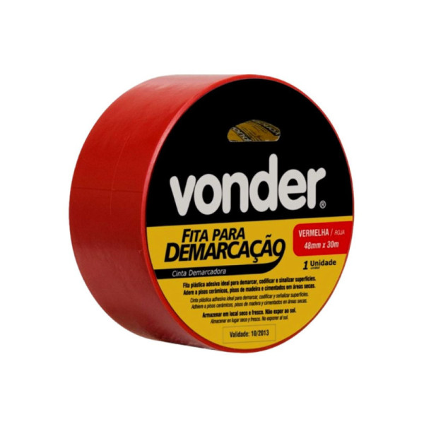 Fita p/ demarcação solo 48mm x 30 metros vermelho