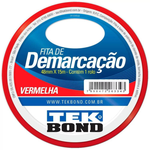 Fita p/ demarcação solo 48mm x 15 metros vermelha