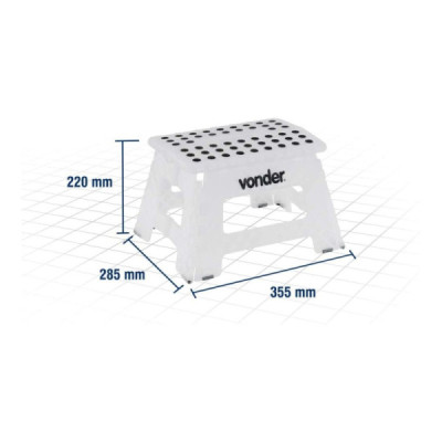 Banqueta plástica dobrável 355x285x220mm 150kg - vonder