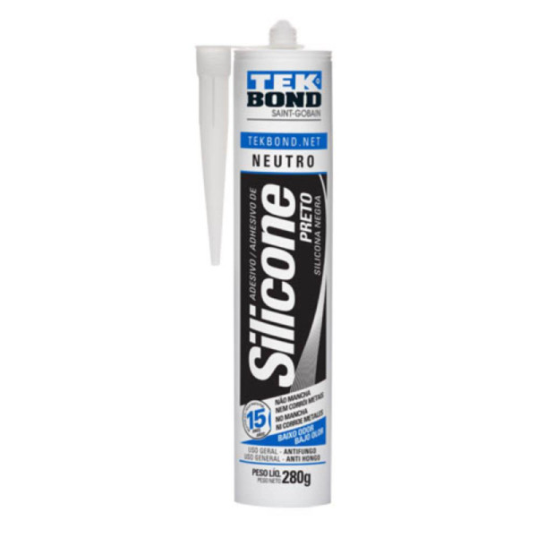 Adesivo Silicone Acético Preto 280g - Tekbond