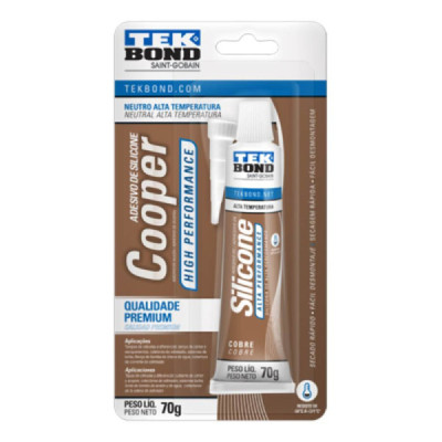 Cola de silicone alta temperatura cobre 70g p/juntas tekbond