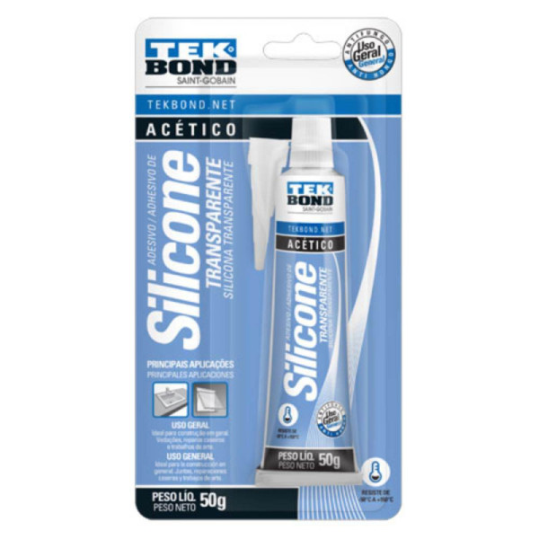 Cola Silicone Acético Transparente Incolor 50g Uso Geral